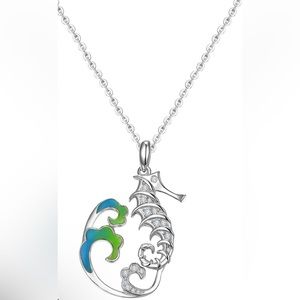 🧜HLETY 925 Sterling Silver 18” + Seahorse Chain Necklace🧜 NIB